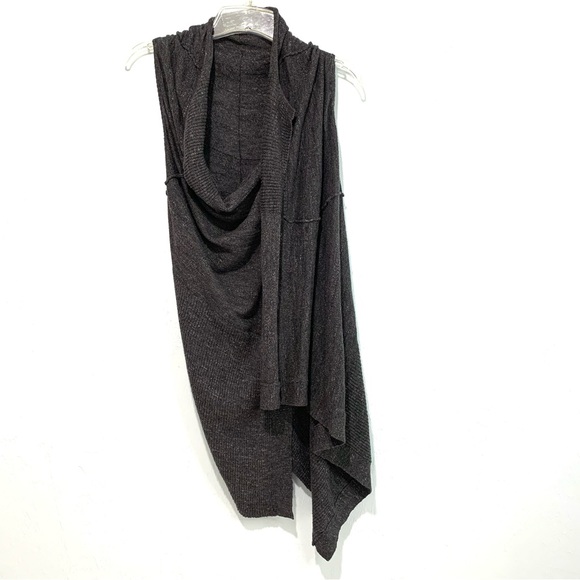 All Saints Gray Knit Sweater Vest Waterfall Sleeveless Cardigan size 8 - Picture 2 of 9